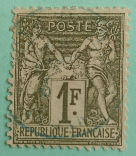 TIMBRE FRANCE TYPE SAGE 1876  N° 72 OLIVE OBLITÉRÉ N SOUS B - Picture 1 of 3