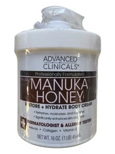Advanced Clinicals Manuka Honey Face Moisturizer & Body Cream - 16 oz