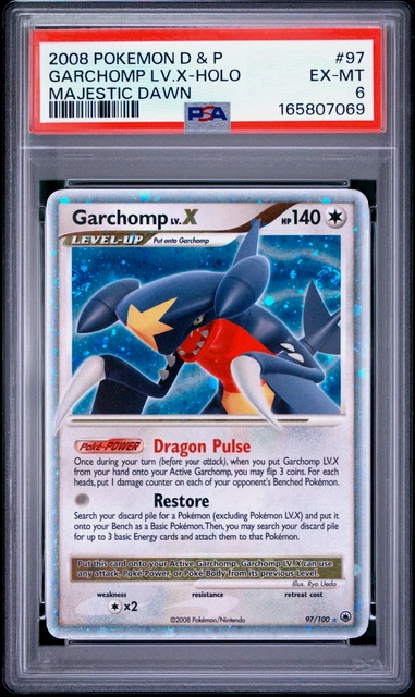 2008 POKEMON DIAMOND & PEARL MAJESTIC DAWN #97 GARCHOMP LV.X PSA 6 DOUBLE SWIRL