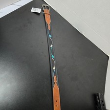 Catchfly Studios Girls Arrow Embroidered Leather Western Belt Black Brown Teal S