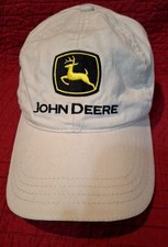 PREOWNED JOHN DEERE LOGO ONE SIZE FITS MOST TAN ADJUSTABLE CURVE BASEBALL HAT...