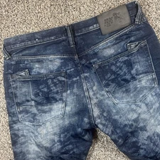 PRPS 33x34 “Demon” Selvedge Laser Print Distressed Straight Slim Jeans 