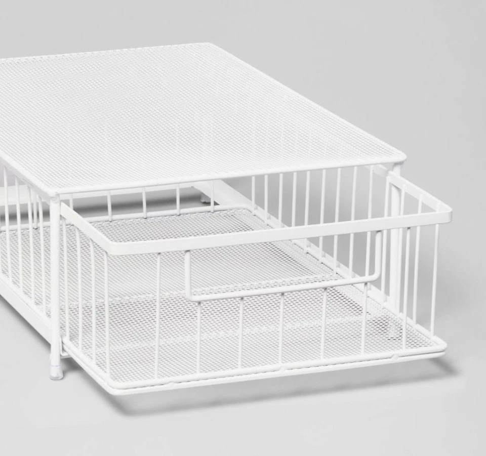Small Stackable Steel Slide Out Drawer White Organizer - A2000 - Image 3 of 4