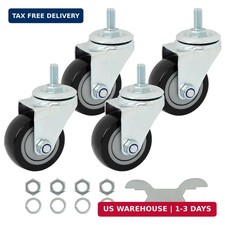 Swivel Caster Wheels 3 Inch Threaded Stem Casters Set of 4 Heavy Duty 1/2"-13 x