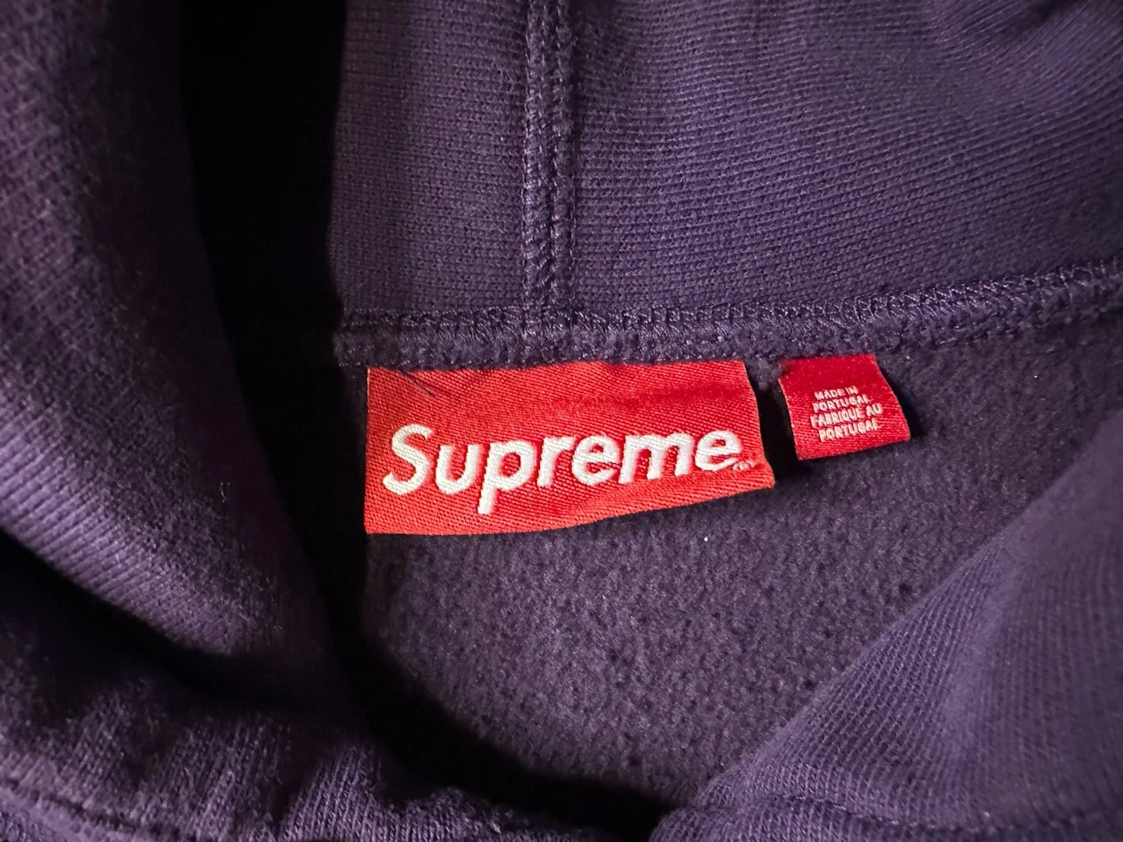 Supreme Varsity Felpa con Cappuccio Viola Scuro Uomo Taglia S Autentica