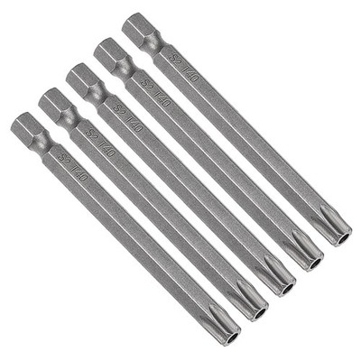 5 Stk. Sechskantschaft T40 Magnetische Torx Schraubendreher Bits 75mm Länge 1/4''