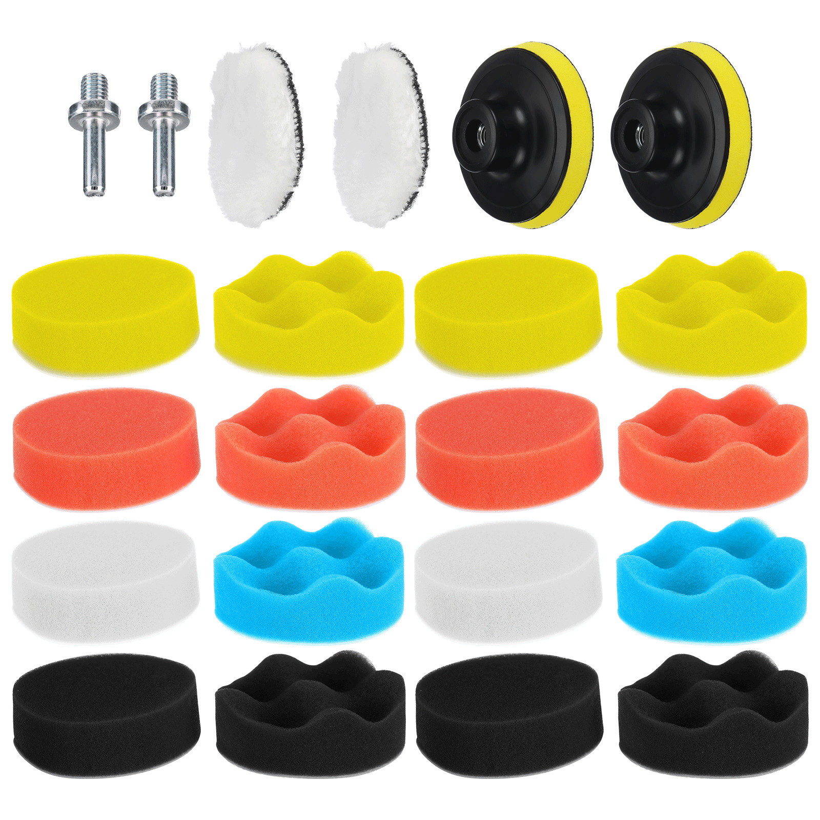 22 3INCH Polishing Pads Sponge Woolen Waxing Buffing Pad Kits M10 Drill Adapter