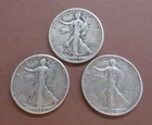 Walking Liberty 3 Half Dollars, 1933s 1934s 1935s circulated 90% silver F-VF