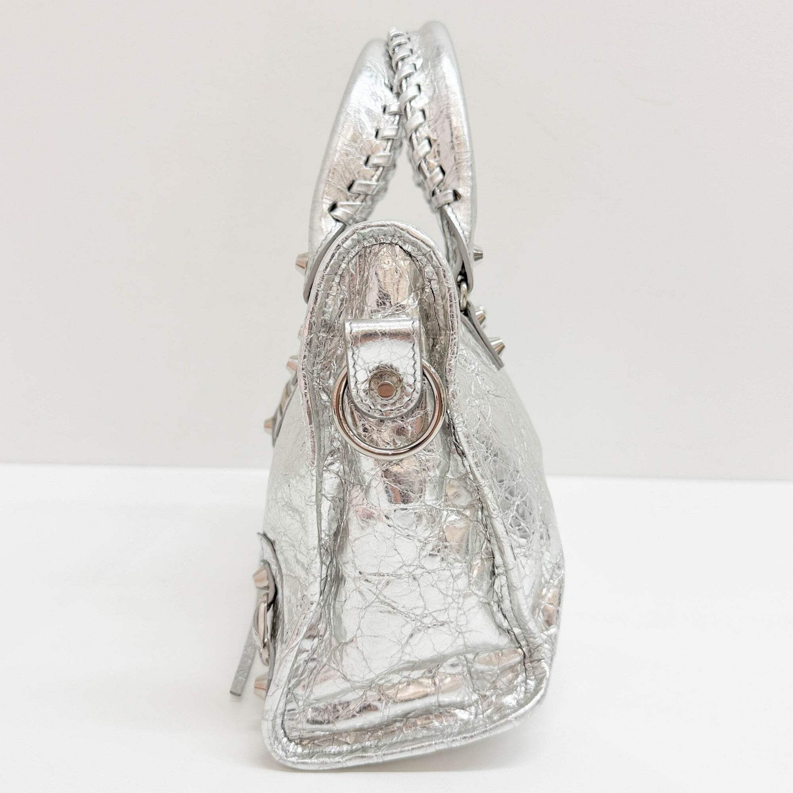 BALENCIAGA Mini City Silver Leather Bag thumbnail 6