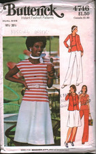 4746 Vintage Butterick Sewing Pattern Misses 1970s Shirt T Shirt Skirt Pants 20