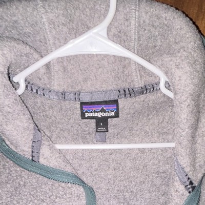 Patagonia Men's L Gray Full Zip Fleece Jacket Pockets Stand-Up Collar Poly