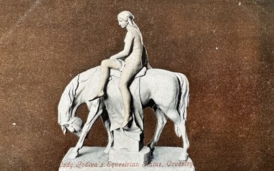 Coventry Lady Godivas Reiterstatue Broadgate Vintage Postkarte