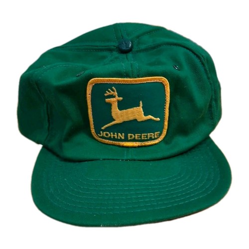 Vintage John Deere Green Adjustable Snapback Hat Made in USA Agriculture Theme