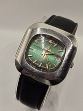 ​Orologio Vintage RICOH 17 Jewels Automatico Quadrante TV Verde Data Anni 70 Made in Japan