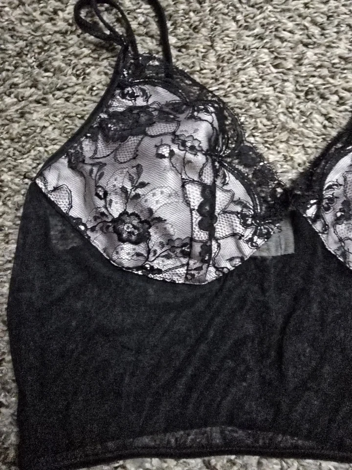 Chantal Thomass Para Victoria Secret Corsé Bustier Encaje Negro Liga 34B Gótico Foto 2 de 4