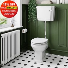 Traditional Low Level Toilet WC Soft Close Seat White Gloss Bathroom