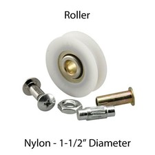 1-1/2" Nylon Ball Bearing Concave Sliding Door Rollers Pair w/ Hardware