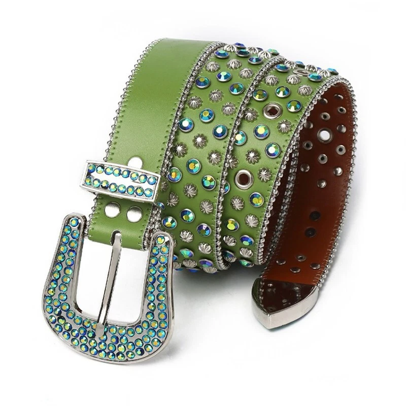 Hombres Mujeres Cinturón Western Estrás Punk Remache Tachonado Vaquera Vaquero Bling Cinturones Foto 4 de 4