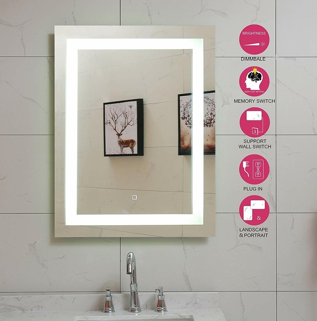 36x28 Inch Led Lighted Bathroom Mirror With Dimmable Touch Switch 36x28 Inch Led Lighted Bathroom Mirror
