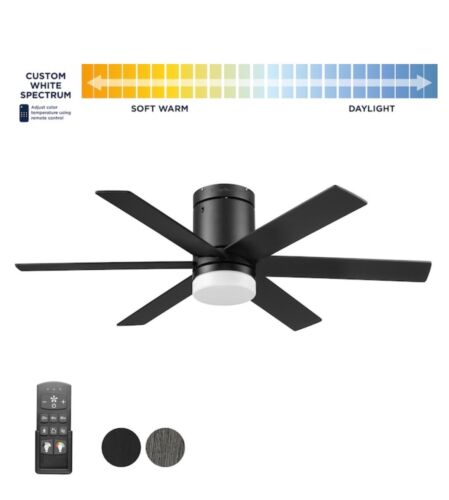 Harbor Breeze Reverdy 44-in Matte Black Ceiling Fan with Light Remote - 第 1/11 張圖片