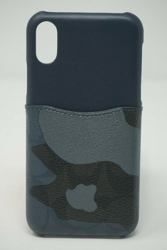 Coach Signature Canvas with Blue Camo Print iPhone X/XS Case F77932 - Picture 1 of 4