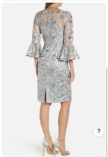 Eliza J Embroidered Fairy Gray Pink floral lace overlay shift Dress 10 Bell