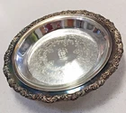 PYREX 210 Pie Plate 10" Clear Dish Vintage Crown Silverplate Footed Serving Tray
