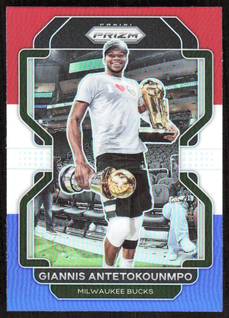 2021-22 7996D PANINI PRIZM RED WHITE BLUE PRIZM Giannis Antetokounmpo Milwaukee