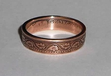 "Sealed" Coin Ring handmade from 100 year old Canadian large cent size 6-13