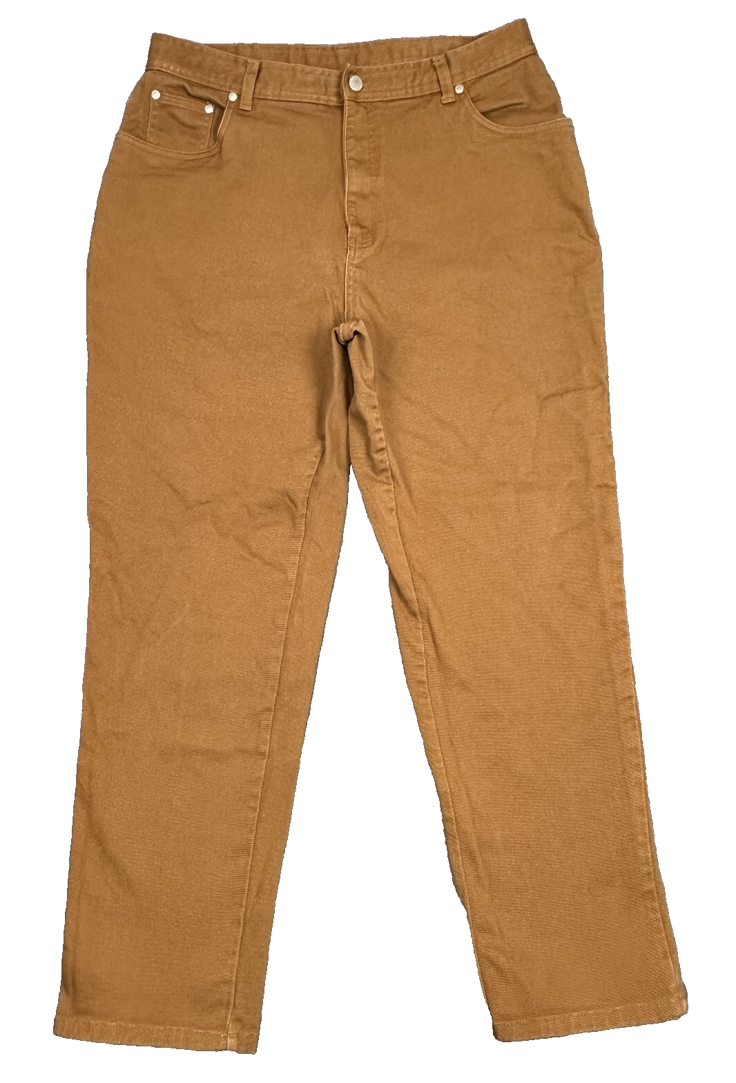 St Johns Bay Pants Womens 18W Brown Chino Straight Leg 33x28 Stretch High Rise
