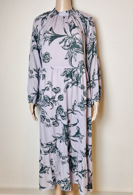 A New Day Floral Ruffle Long Sleeve Tiered Maxi Dress Women's Medium Purple  | eBay