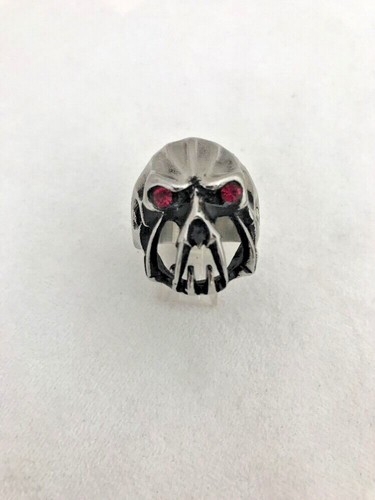 Stainless Steel Men's 1 1/4" Skull CZ Eyes Ring Sizes 9.5 & 14 - Picture 4 of 7