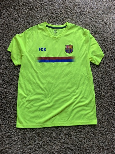 Fc Barcelona Neon Yellow Training Shirt Size Large Ebay