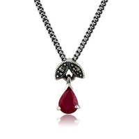 Sterling Silver 0.34ct Ruby & Marcasite July 45cm Necklace Sterling Silver 0.34ct Ruby & Marcasite July 45cm Necklace