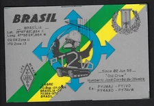 QSL Radio CARD"PT2VD,Since 02 Jun 58...'Old Crow',Coat of Arms,92",Brasil(Q8376)