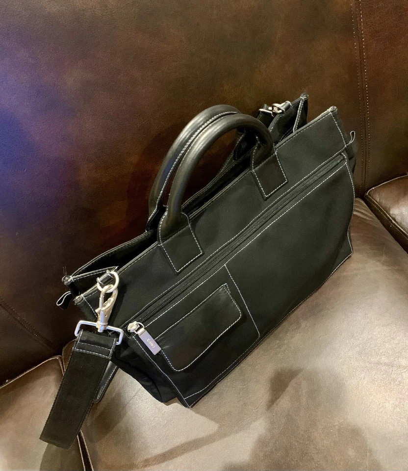 HOBO International Black Messenger Office Bag Nylon Leather Trim Medium - Image 4 of 4