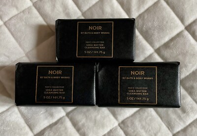 Set of 3 Bath & Body Works  Noir  Shea Butter Cleansing Bar Soap New