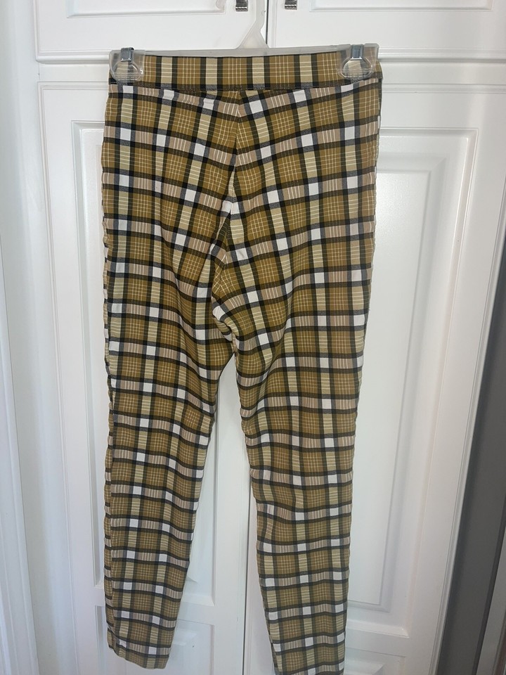 Urban Outfitters Susie Yellow Plaid Pants High Waist Zip Front Size 4