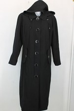 London Fog Women's Hooded Trench Coat Size 10p Color Black Single-breasted New
