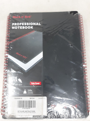 Lot of 5 Black n' Red Twinwire Notebook, 11 3/4'' x 8 1/4'', 35 Sheets, Black/Red