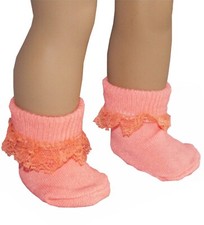 Peach Lace Anklet Socks fit 18" American Girl Size Doll