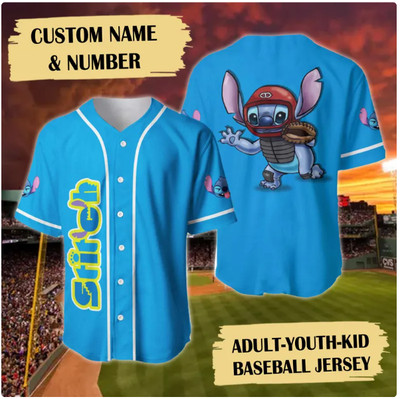 Custom Blue Dog Monster 3D Baseball Jersey Shirt US SIZE HALLOWEEN GIFT SIZE