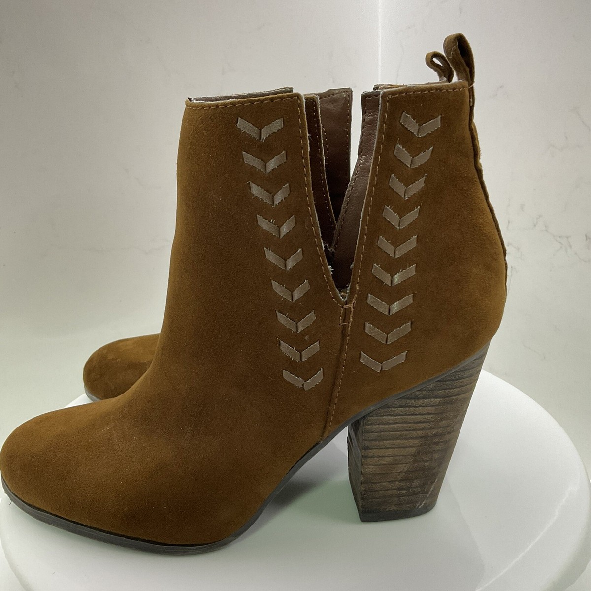 Carlos Santana Brown Faux Leather Ankle Boots