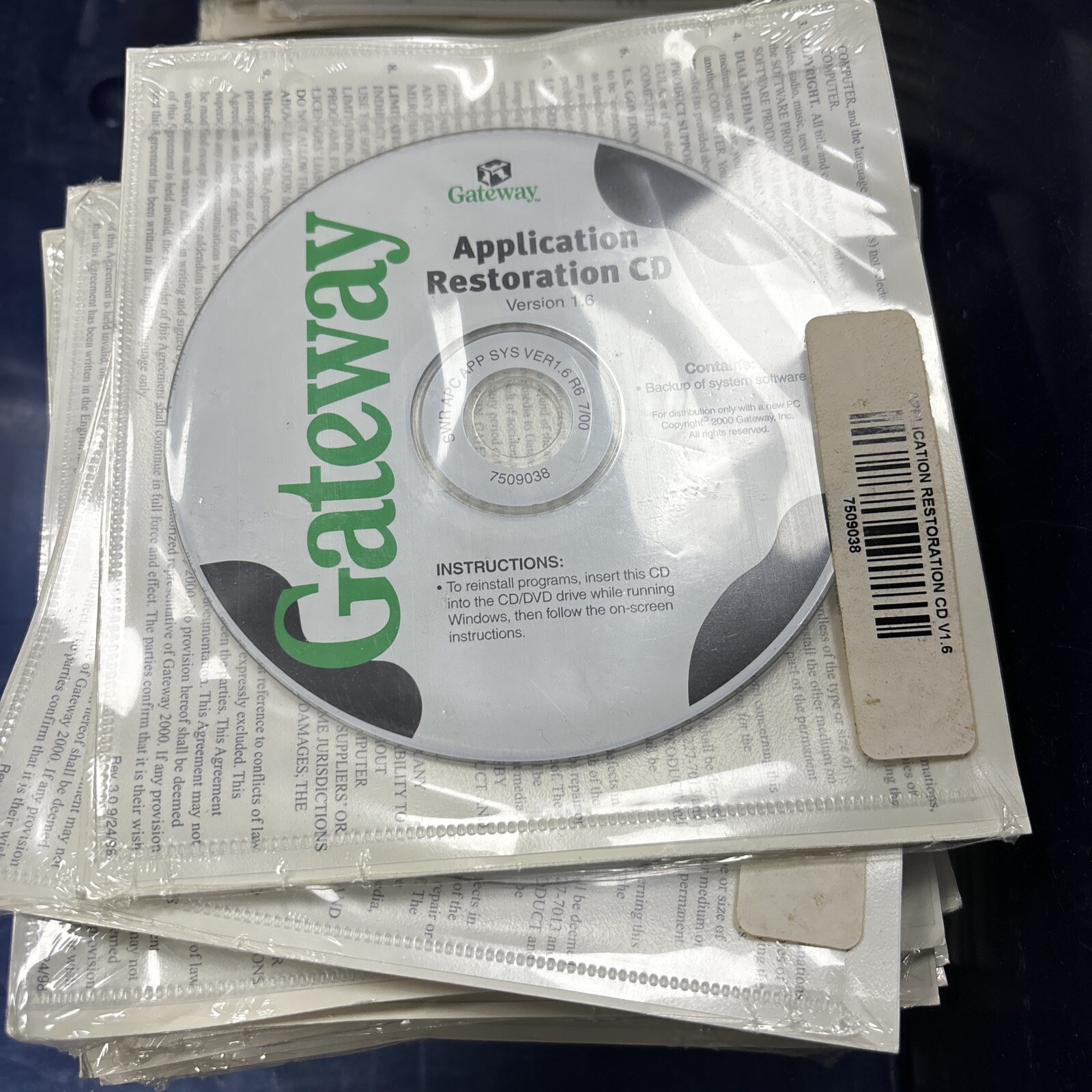 ⭐️⭐️⭐️⭐️⭐️ Gateway System Restoration CD Version 1.6 PC Software Disc