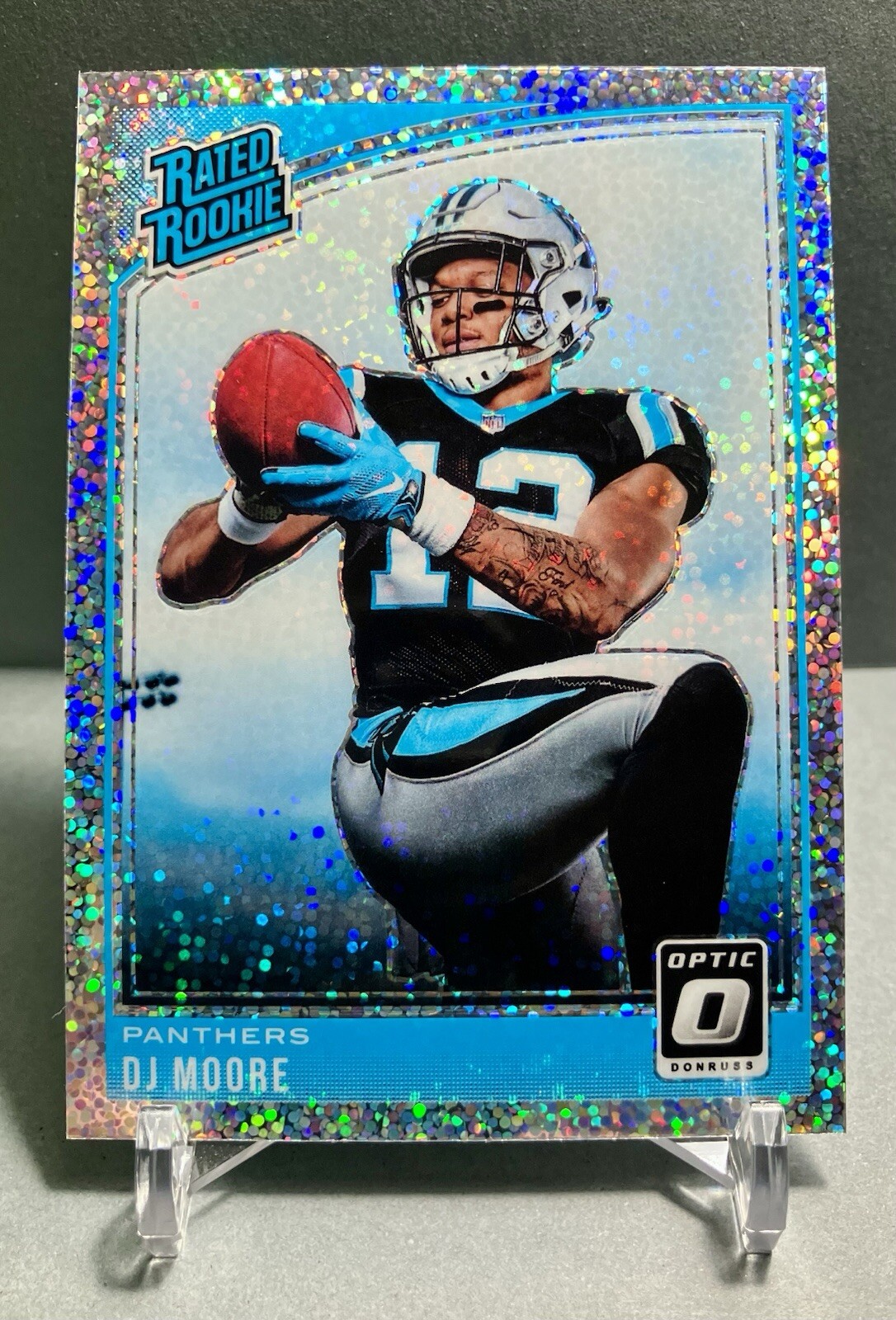 2018 DJ Moore Donruss Optic Rated Rookie White Sparkle Card# 166