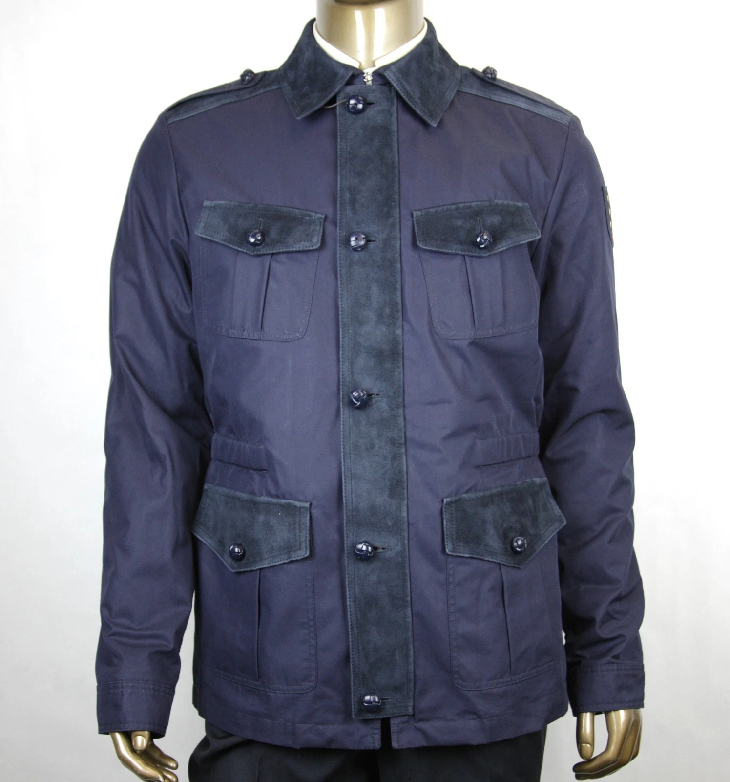 $2950 Gucci Giacca Gabardine Uomo Blu Mezzanotte Cotone Politecnico Lavato 406019 4080