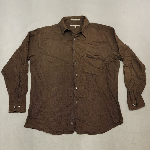 Perry Ellise Casual Button Up Long Sleeve Shirt Mens Size Large L Brown - Picture 2 of 11