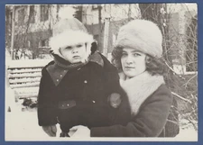Beautiful girl with a baby in her arms Soviet Vintage Photo USSR