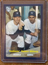 2021 TOPPS X BASEBALL 70th MICKEY MANTLE COLLECTION BLUE SP #/199 #13 1957 BERRA