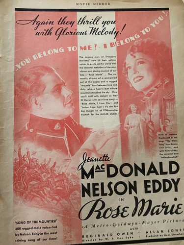 Rose Marie, Jeanette MacDonald, Nelson Eddy, ganzseitige Vintage Werbeanzeige, aa